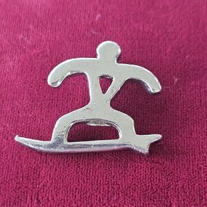Vintage JAY Pewter Hawaiian Petroglyph Surfer Pendant Charm Y2K Surf